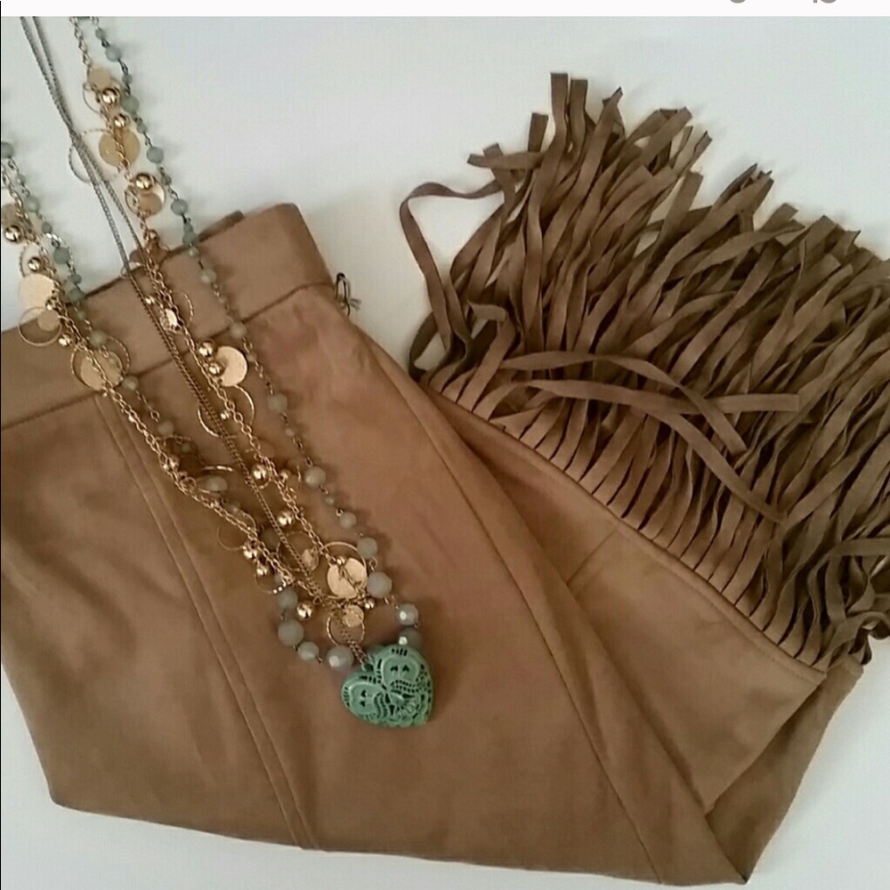 ❤️Boho Suedette Fringe Skirt  (NWT)!